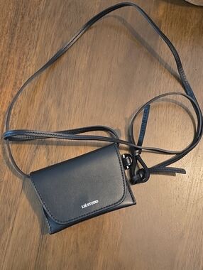 Black Leather Crossbody Card Bag